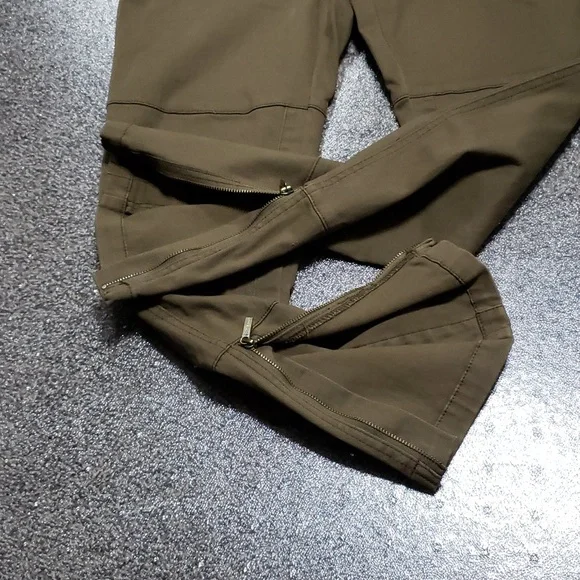 Michael Kors Olive Green Gold Zipper Cuff Pants Size 6 - Picture 7 of 16